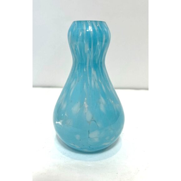 Set Of 3 Handblown Art Glass Studio Bud Vases/Bottles Blue & Purple 5" High - Picture 7 of 9